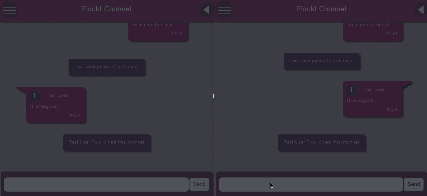 Demonstration of the chat feature of the Flackt web app